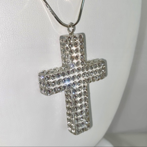 Acrylic Crystal Cross Necklace Embellished With Genuine“Crystal Stone Elements” - Picture 4 of 13